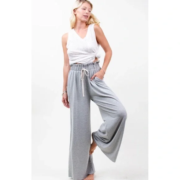 Wide Leg French Terry Lounge Pants - Picture 2 of 4